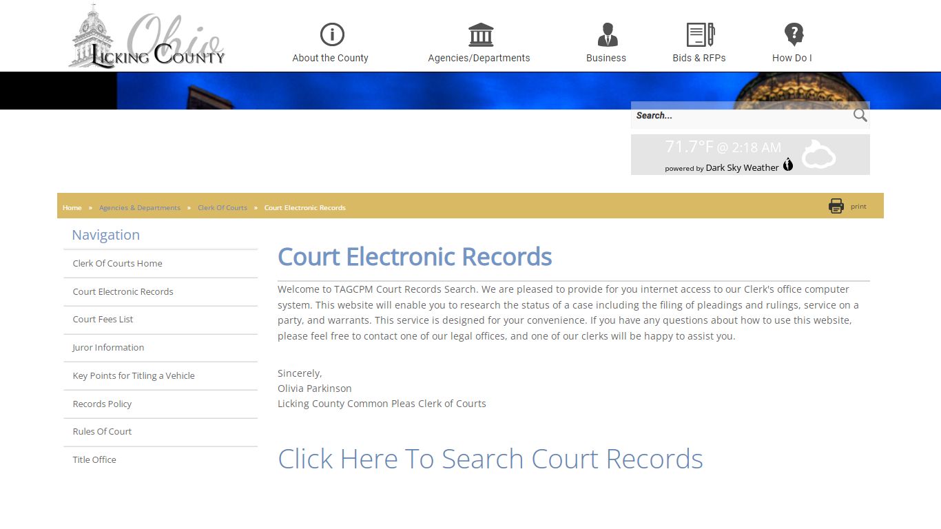 Licking County - Court Electronic Records